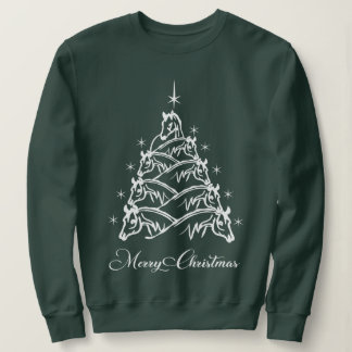 Western Christmas Horse Christmas Tree Equestrian  Sweatshirt