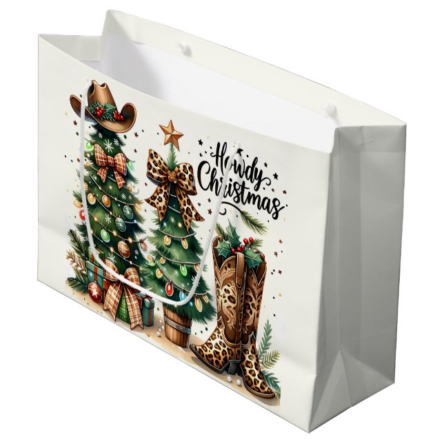 Western Christmas  Large Gift Bag (Front Angled)