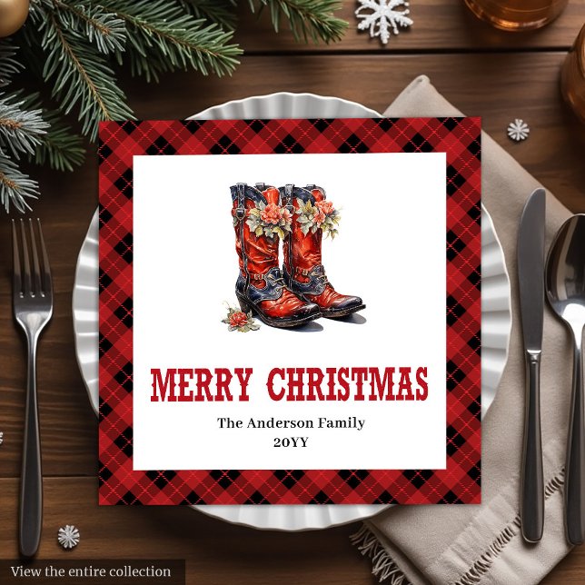 Western Christmas napkins red black rustic charm (Western Christmas napkins red black rustic charm

)