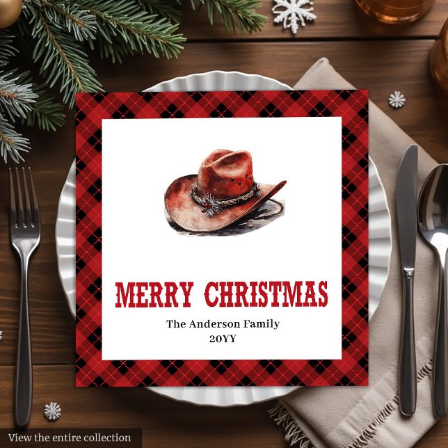 Western Christmas napkins with buffalo plaid print (Western Christmas napkins with buffalo plaid print

)