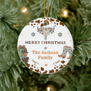 Western Christmas Party Ceramic Ornament