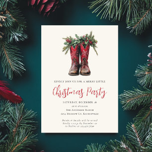Western Christmas Party Festive Boots Holiday Invitation