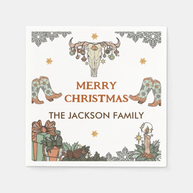 Western Christmas Party  Napkins (Front)