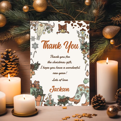 Western Christmas Party Thank You Card