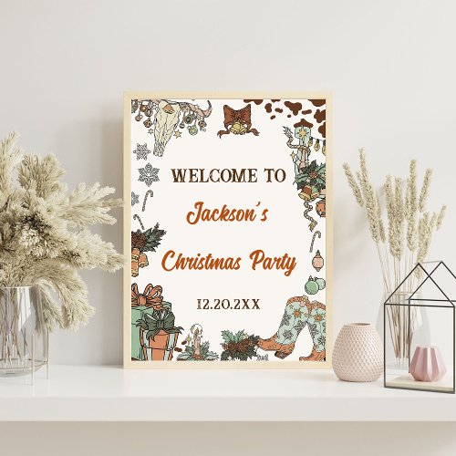 Western Christmas Party Welcome Sign