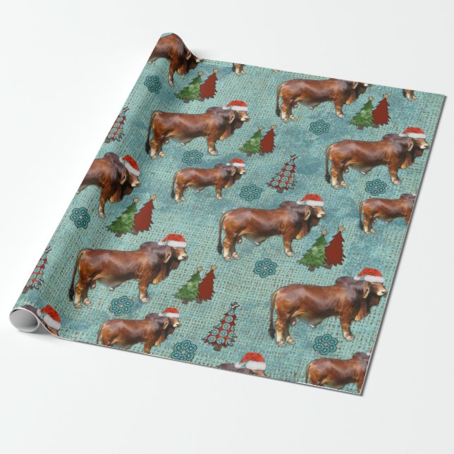 Western Christmas Pattern Wrapping Paper (Unrolled)