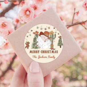 Western Christmas Thank You  Class Classic Round Sticker
