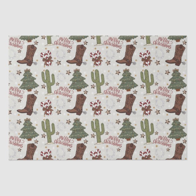 Western Christmas  Tissue Paper (Front)
