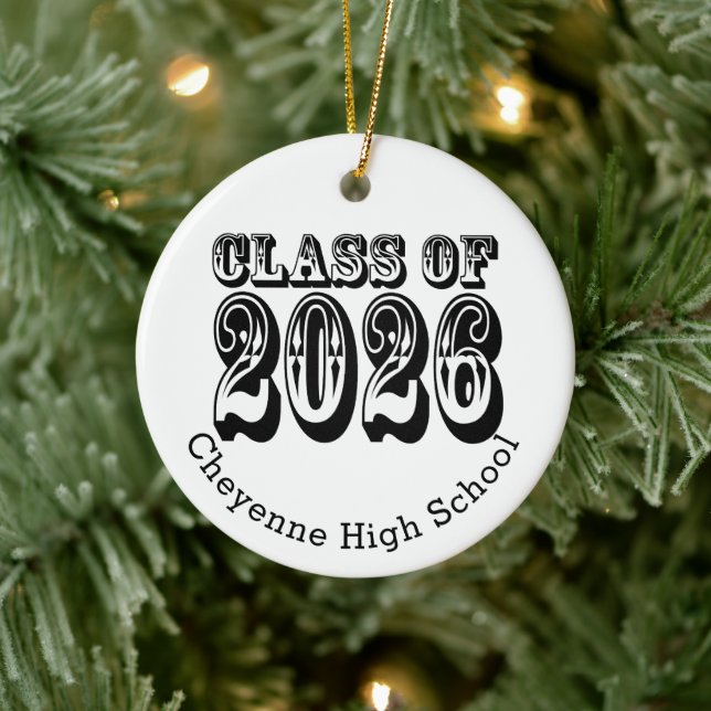 Western Class of 2026 Photo Graduation Ceramic Ornament (Tree)
