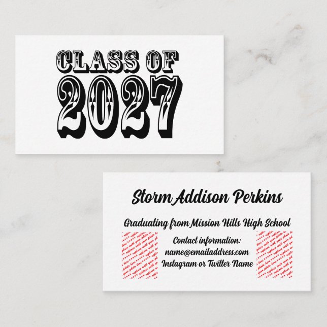 Western Class of 2027 Graduation Business Card (Front/Back)