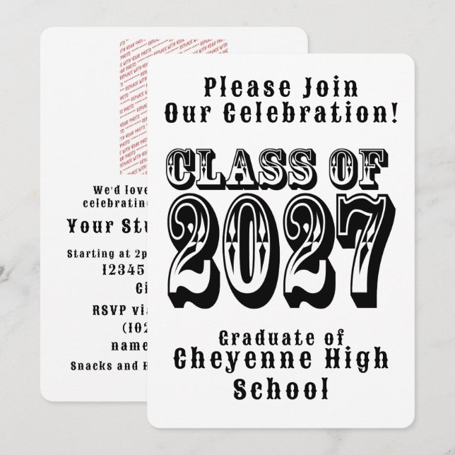 Western Class of 2027 Photo Graduation Invitation (Front/Back)