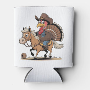 Western Cooked Turkey Thanksgiving Cowboy Cowgirl Can Cooler