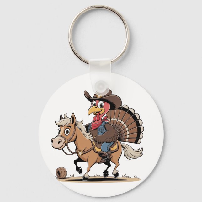 Western Cooked Turkey Thanksgiving Cowboy Cowgirl  Keychain (Front)