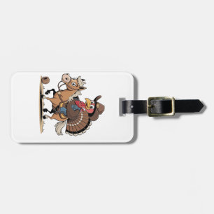 Western Cooked Turkey Thanksgiving Cowboy Cowgirl Luggage Tag