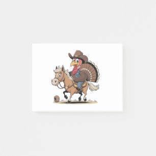 Western Cooked Turkey Thanksgiving Cowboy Cowgirl Post-it Notes