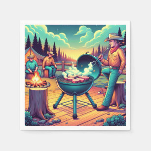 Western Cookout Cowboys Grilling Party Napkins