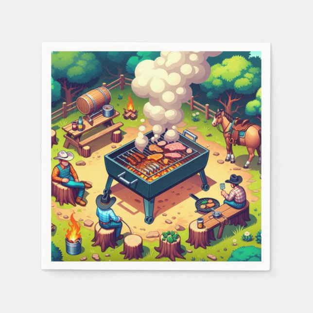 Western Cookout Grilling Party Napkins (Front)