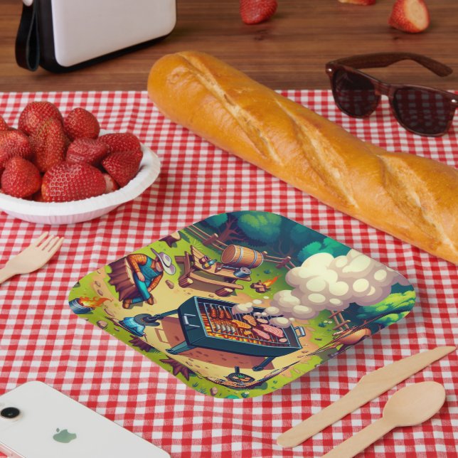 Western Cookout Grilling Party Paper Plates (Picnic)