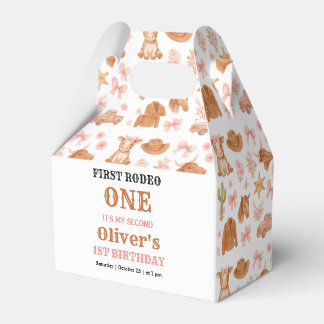 Western Coquette Cowgirl 1st Birthday Cute Pink Favor Boxes