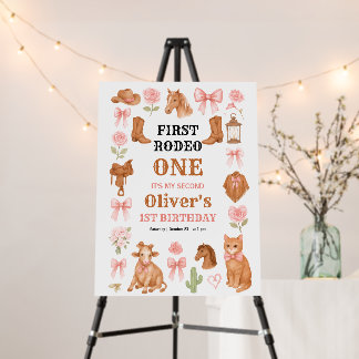 Western Coquette Cowgirl 1st Birthday Cute Pink Foam Board