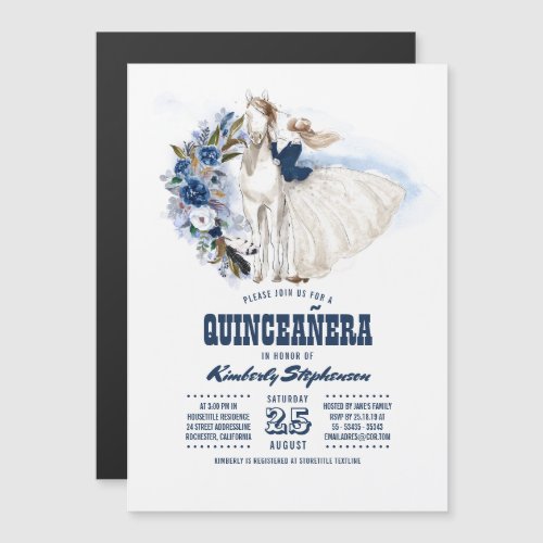 Western Country 15th Birthday Quinceaera Magnetic Invitation