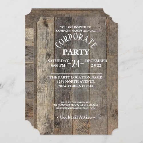 western country barn wood rustic Corporate Party Invitation