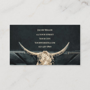 Western Country Beige Gray Rustic Bull Cow Skull Business Card