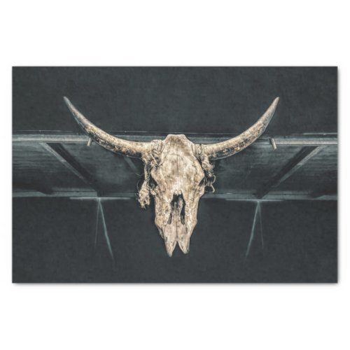 Western Country Beige Gray Rustic Bull Cow Skull Tissue Paper