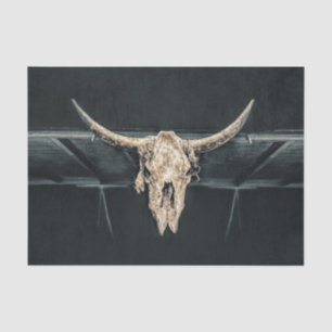 Western Country Beige Gray Rustic Bull Cow Skull Tissue Paper