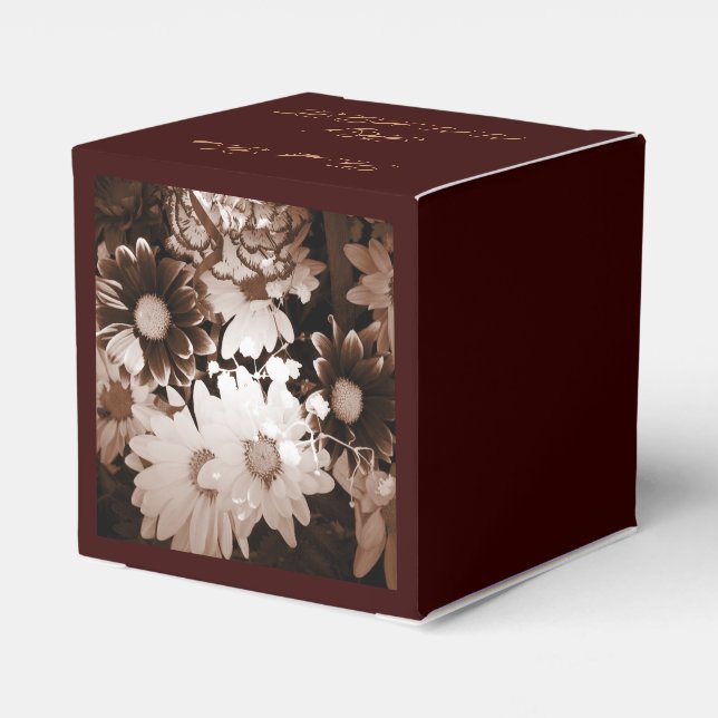 western country bohemian daisy wedding favor boxes (Back Side)