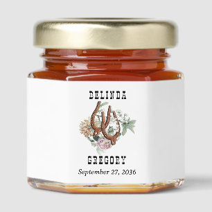 Western Country Boho Cow Skull Wedding Honey Jar Favors