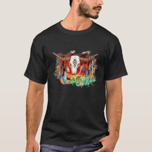 Western Country Boho Girl Aztec Cow Bull Skull Wit T-Shirt