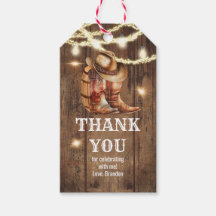 Western Country Boots and Hat Party Gift Tag