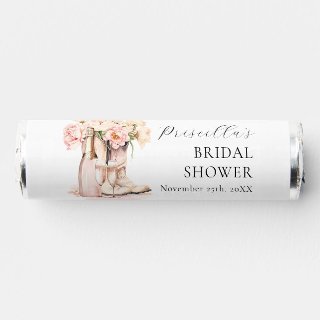 Western Country Boots Bubbly Pink BRIDAL SHOWER Breath Savers® Mints (Front)