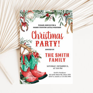Western Country Boots Christmas Party Invitation