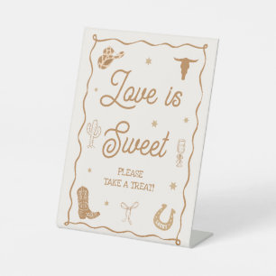 Western Country Bridal Shower Love is Sweet Favor Pedestal Sign