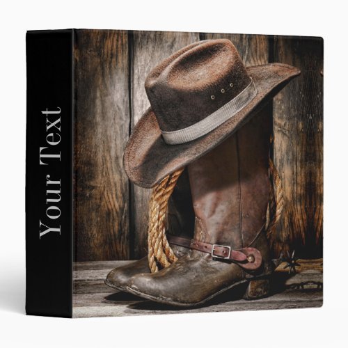 western country brown barn wood cowboy boots 3 ring binder