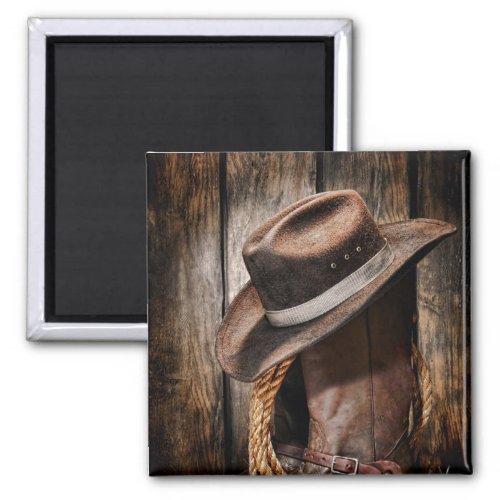western country brown barn wood cowboy boots magnet