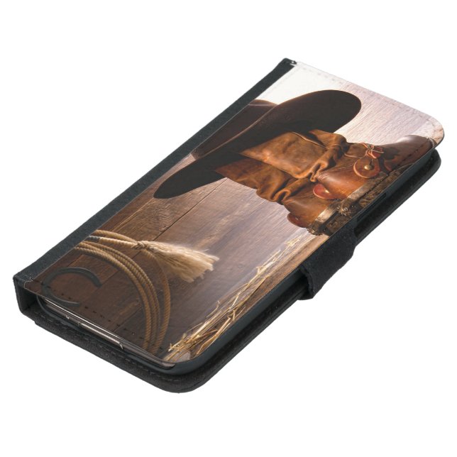 western country brown barn wood cowboy boots samsung galaxy wallet case (Bottom)
