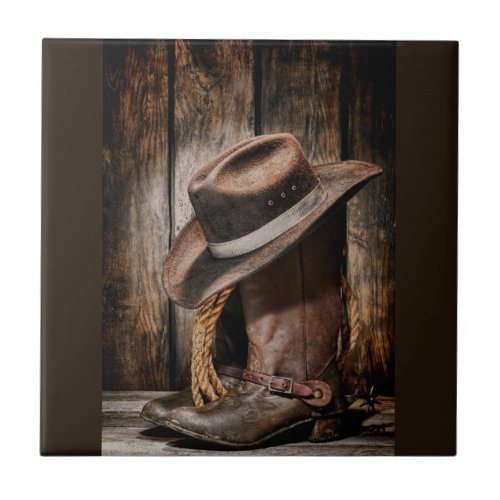 western country brown barn wood cowboy boots tile