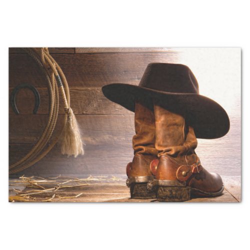 western country brown barn wood cowboy boots tissue paper