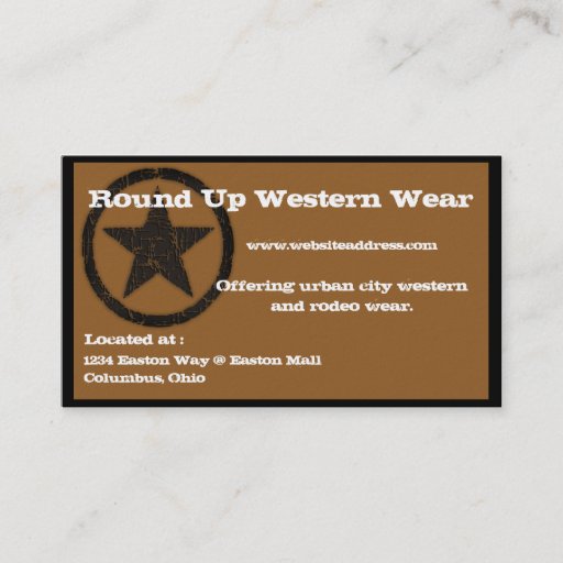 Customizable Western Country Business Card :: Burned Star