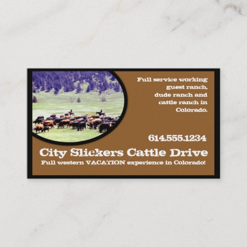 Western Country Business Card  Cattle Drive