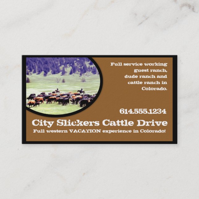 Western Country Business Card :: Cattle Drive (Front)