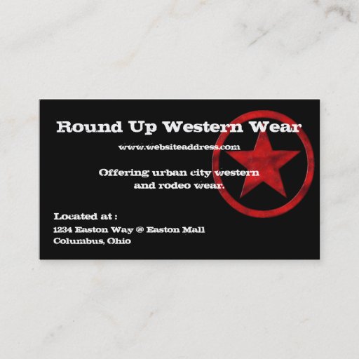 Customizable Western Country Business Card :: Red Star Badge
