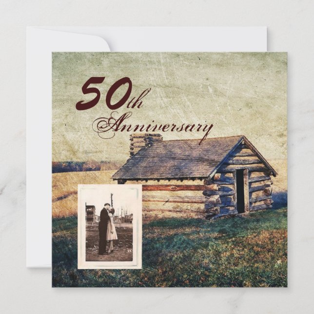 western country cabin 50th wedding anniversary invitation (Front)