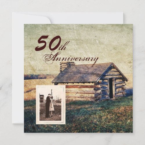 western country cabin 50th wedding anniversary invitation