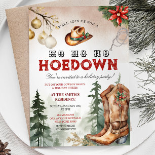 Western Country Christmas Hoedown Holiday Party Invitation