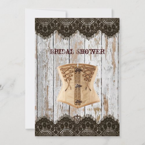 Western country corset steampunk bridal shower invitation