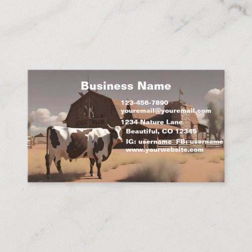 Western Country Cow Bull  Business Card